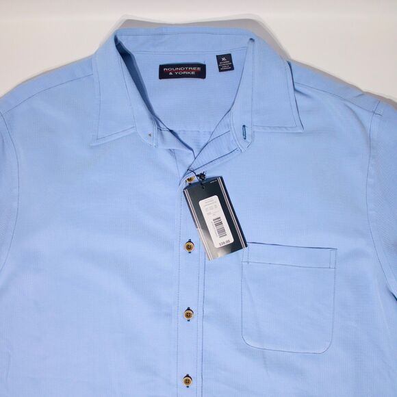 NWT Roundtree & Yorke Light Blue Short Sleeve Camp Shirt Bahama Men Size XL (C1) - Picture 5 of 10